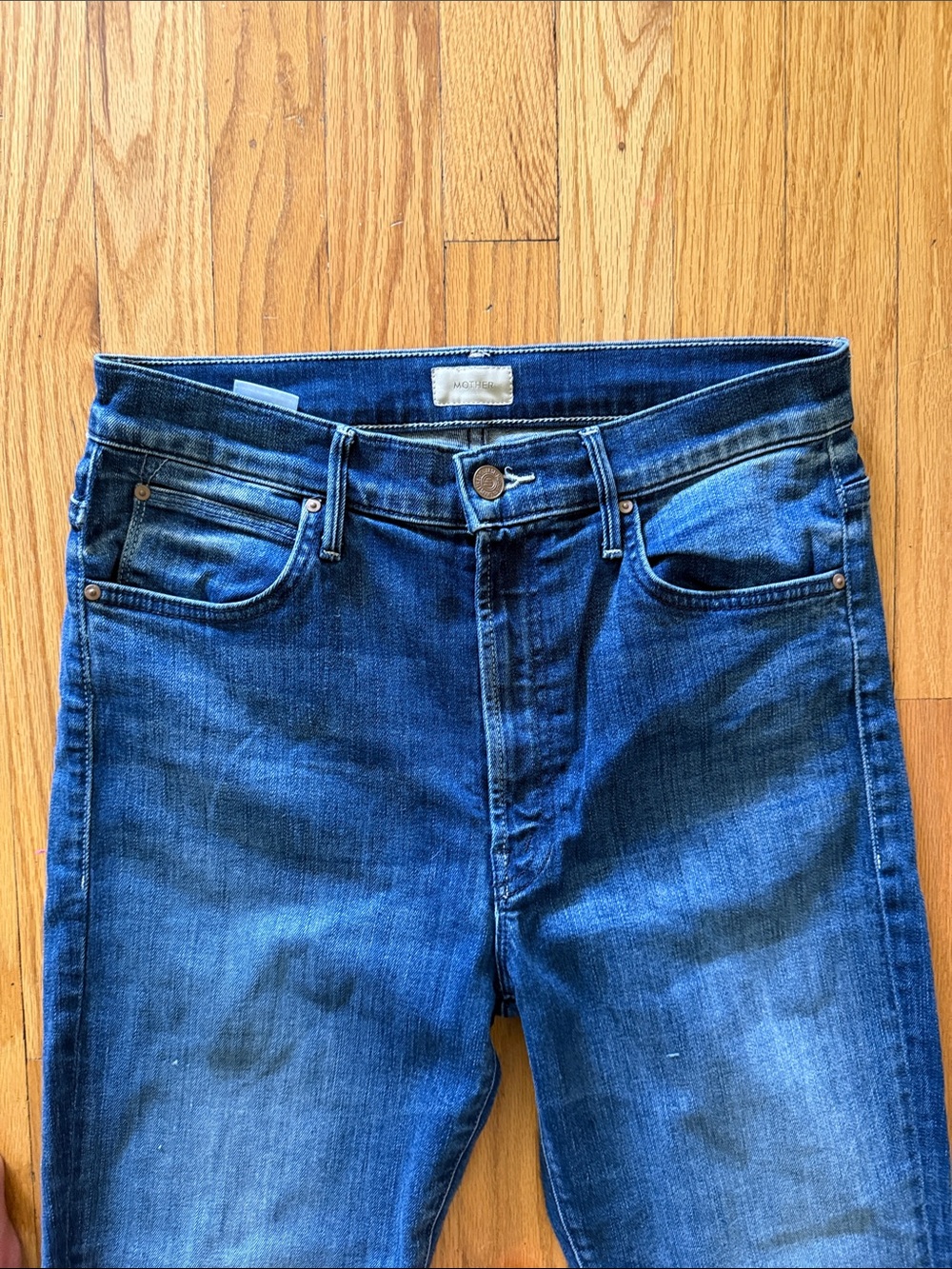 Mother sz 30 Rascal Ankle Slit Flip Double Shot espresso Blue Denim Jeans - Picture 2 of 8